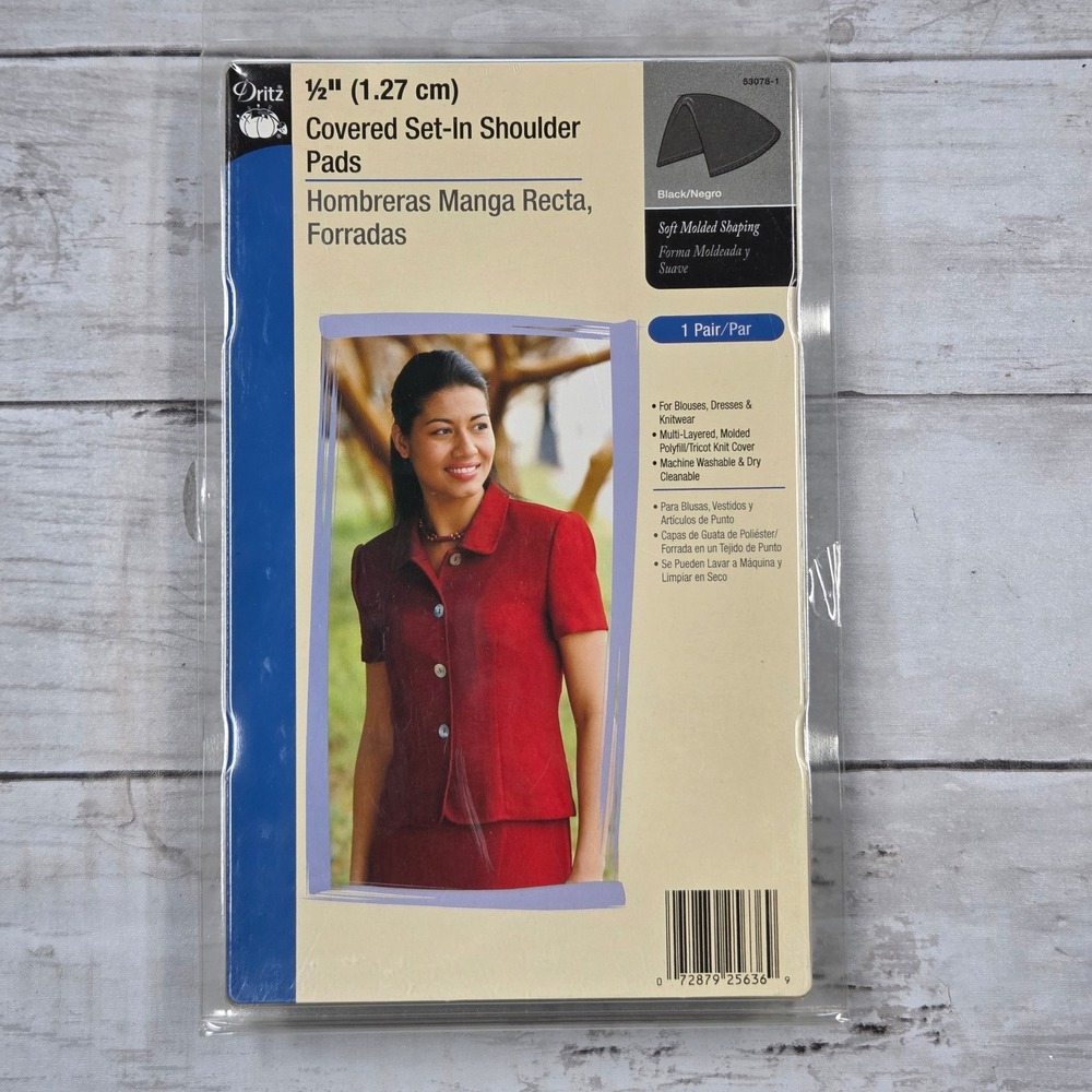 Dritz Shoulder Pads Womens Black Covered Set-In 0.5in Soft‎ Molded 53078-1 NEW